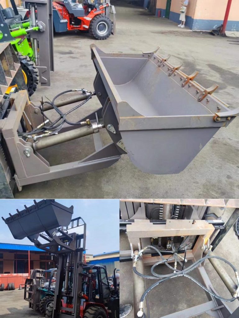 Quick attached bucket for China CPCY rough terrain forklift