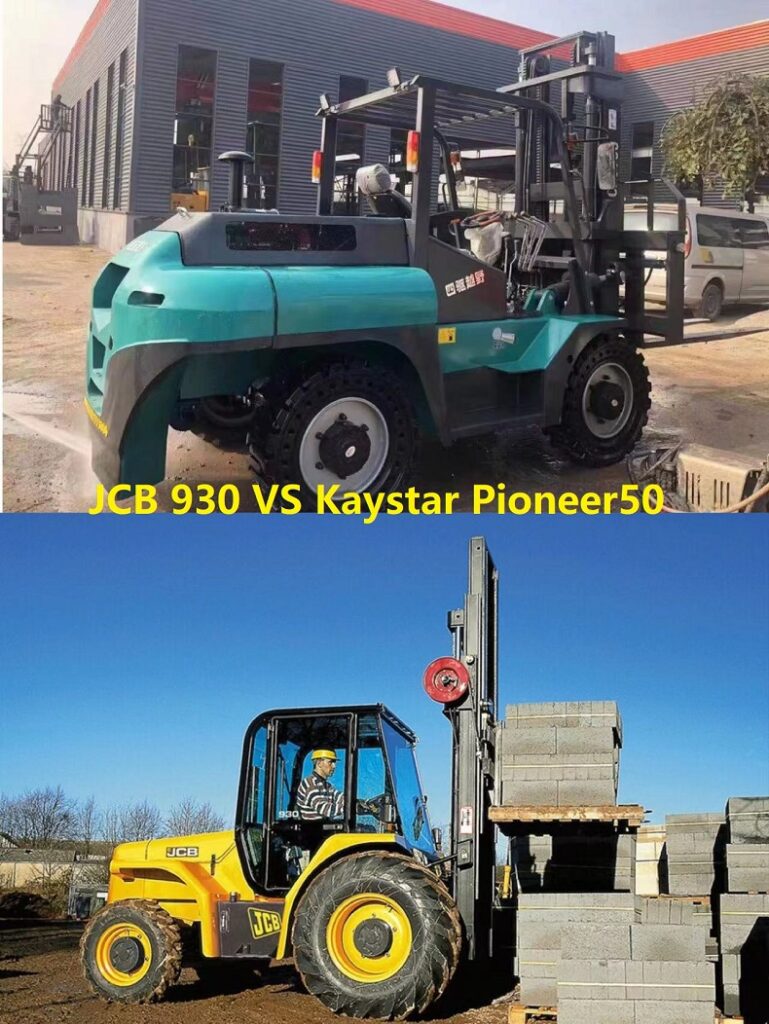 Compared-JCB 930 rough terrain forklift＆Kaystar 5 ton rough terrain forklift