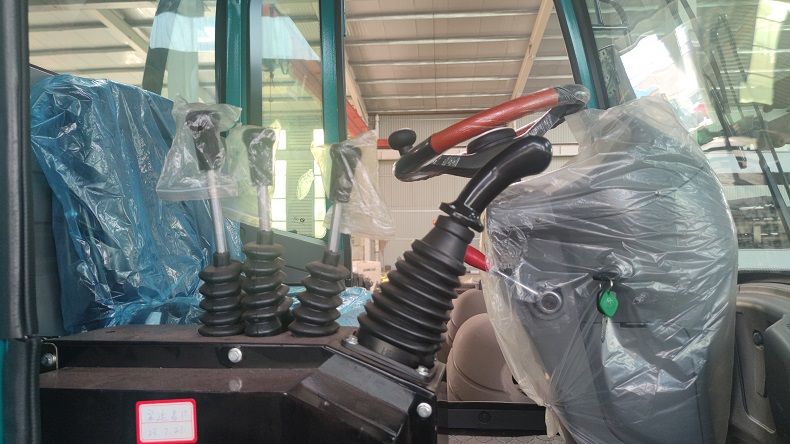 Inside view of a Landtiger40 4wd forklift by Kaystar Heavy Industries, showing its Joystick
