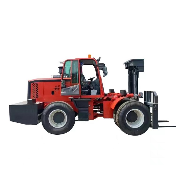 Kaystar Land Tiger Series 8-ton Rough Terrain Forklift,4wd,red,Diesel power,four-wheel drive, articulated,double row wheels.