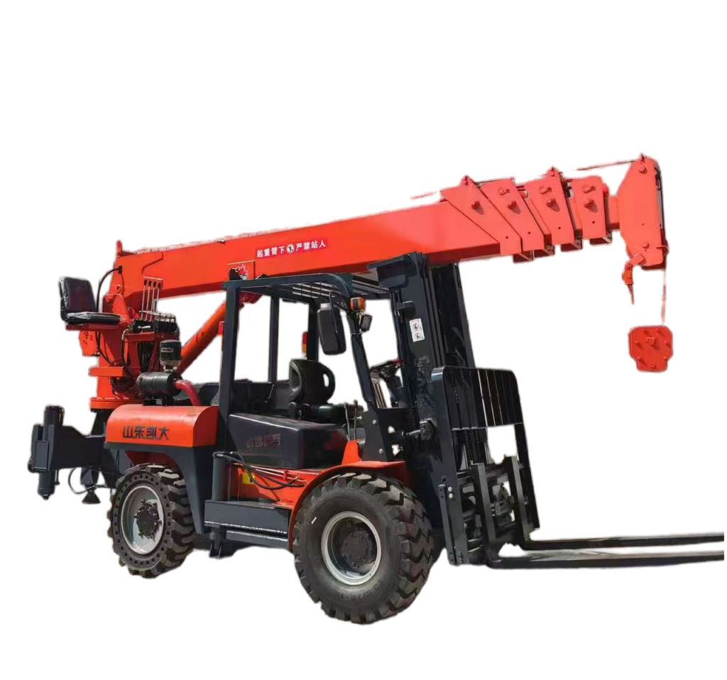 all-terrain forklift with tail-mounted boom