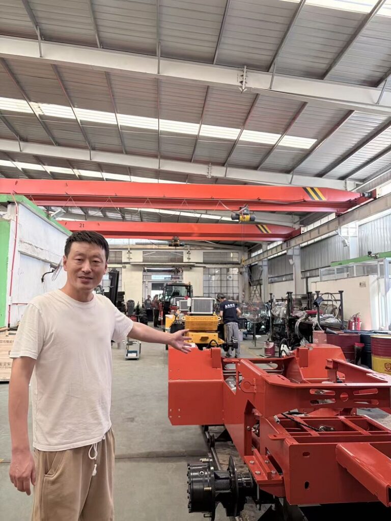 Kaystar Sales Director Mr. Derick inspects the new forklift assembly line