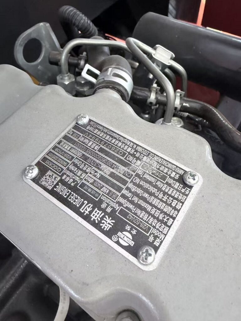 China IV diesel engine nameplate for a rough terrain forklift