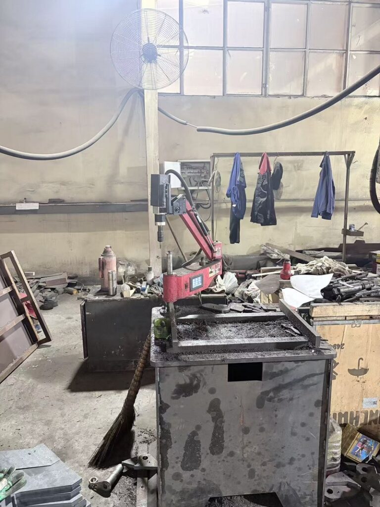 two industrial bench drilling machines for forklift precision hole processing